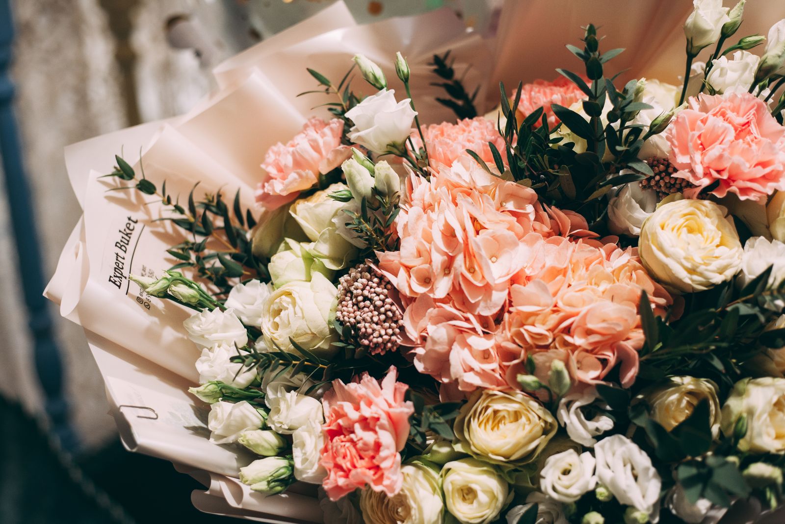A hand-tied bouquet of fresh flowers